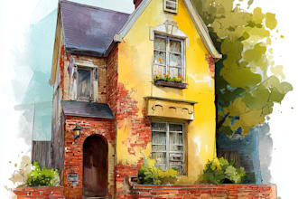 make a watercolor house illustration