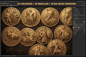 image to 3d bas relief coin model 3d cnc engraving 3d wood carving stl model