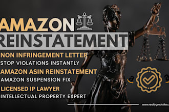 provide amazon asin reinstatement and patent non infringement letter