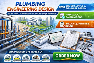 complete plumbing engineering drawings and hydraulic sizing