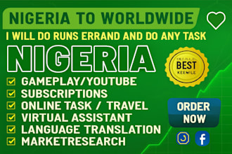 do anything for you withiin and outside nigeria run errands lagos and abuja VA