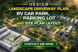 design landscape driveway plan, rv car park, parking lot and site plan layout