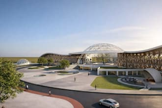 create immersive architecture for modern healthcare complex or any medical space