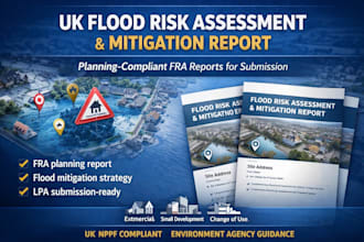 create a UK flood risk assessment report for planning approval