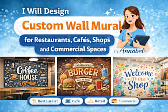 design custom wall mural for restaurants, cafés, shops and commercial spaces