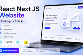 redesign or rebuild your react next js website with clean UI