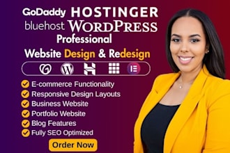 responsive wordpress website hostinger website design, bluehost, godaddy website
