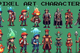 do 8bit 16bit pixel art character icons props game assets retro rpg sprite sheet