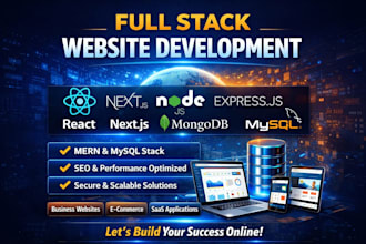 do full stack website development using react next node express js mongodb mysql