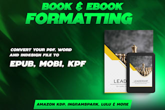 do ebook conversion from pdf, word to epub, kpf for amazon