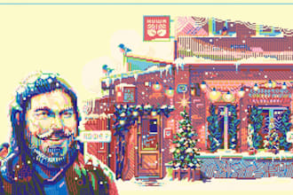 create pixel art illustration, 8bit character, game sprite, pixel art background