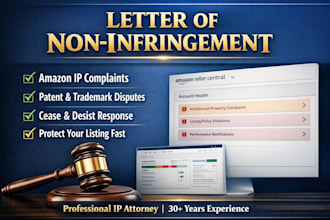 draft a strong letter of non infringement for amazon IP disputes