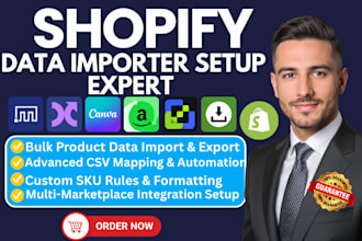 setup shopify data importer marketplace connect ac canva amazon feedfix altera