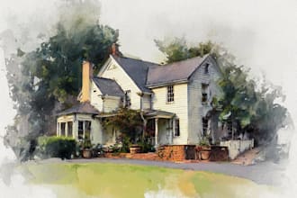 watercolor a house portrait