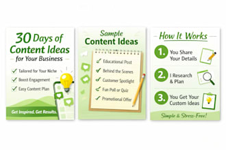 create 30 days of content ideas for small businesses
