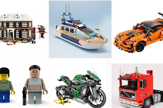 model  technic lego cars, houses,bike, toy and  minifigures with XML parts lists
