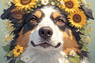 draw a beautiful custom digital pet portrait