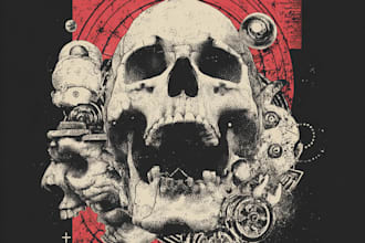 do drawing for tshirt detaild, horror, creepy illustration