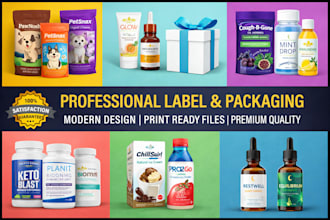 professional product packaging, label and sticker design