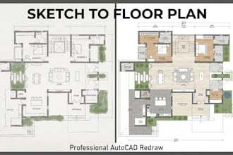 redraw floor plan, 2d floor plan and convert sketch or PDF to autocad