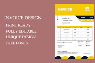 design professional invoice, letterhead, receipt, PDF templates