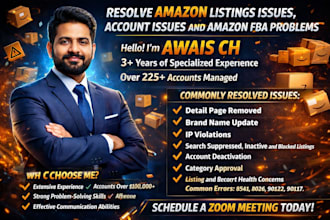 resolve amazon listings issues, account issues and amazon fba problems