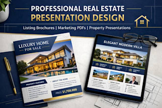 design real estate presentation, property listing brochure, digital PDF document
