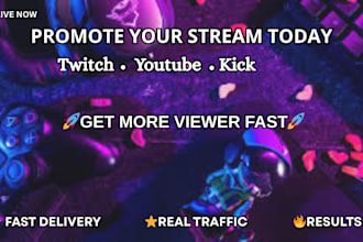 grow your twitch, youtube or kick stream organically