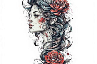 design professional japanese, asian style tattoo design