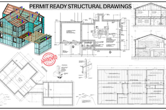 draft structural framing and foundation plans blueprint city permit