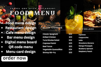 do food menu design, restaurant menu design, food flyer