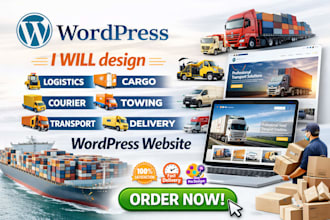 design logistics cargo courier towing transport delivery wordpress wix website