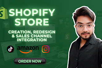 build shopify store and integrate tiktok shop, amazon, instagram sales channels