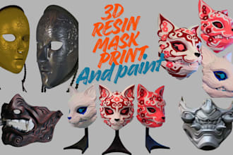 3d resin print and paint miniatures 3d wearable cosplay halloween mask helmet