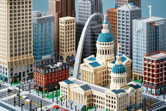 do custom lego design, 3d lego model, digital city moc build, manual instruction
