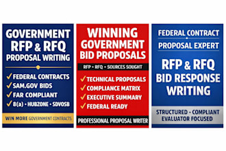 write rfp rfq rfi for federal government proposal contract writing, bid proposal