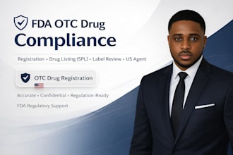 handle fda otc drug registration, import permit, compliance, US agent