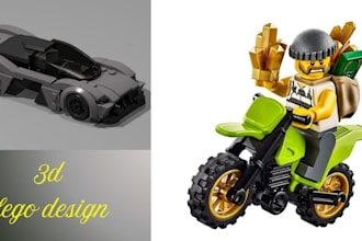 custom 3d lego design,  lego car, bike, building pdf instruction and xml part