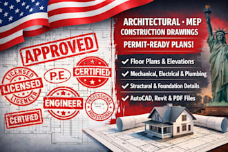 design and draft architecture and mep plans for permit