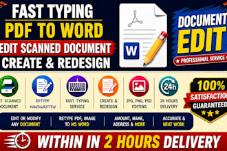 edit modify or fix scanned documents, retype handwritten to ms word