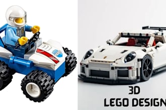 design custom 3d lego model car, building, bike moc with manual instruction