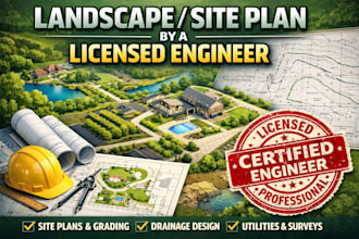 review and stamp landscape architect, site plan by US licensed engineer