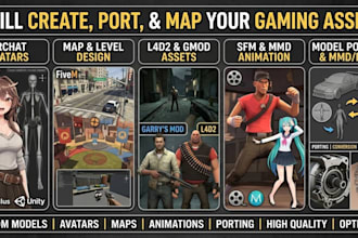 vrchat avatar, l4d2 gmod map, fivem tf2 map, edit sfm, mmd, imvu and port model