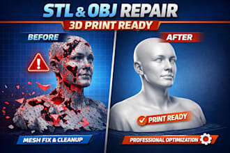 fix and optimize stl obj 3d scan topology mesh 3d printing modify and cleanup