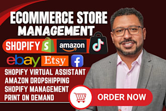 do ecommerce store setup, etsy, amazon, ebay, tiktok shop, shopify store manager