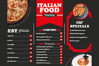 design restaurant banner italian food menu poster backdrop with canva template