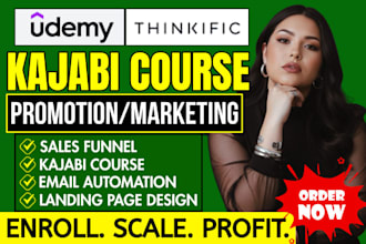 do kajabi online course promotion, udemy course marketing thinkific sales funnel