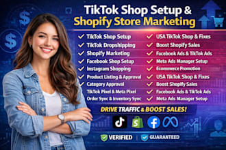 tiktok shop setup facebook instagram shop ads shopify store design marketing ads