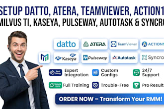 setup datto atera teamviewer action1 milvusti kaseya pulseway autotask syncro