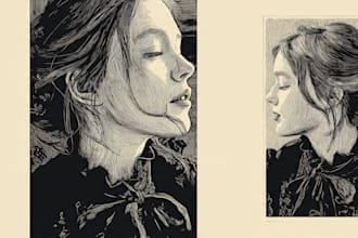 make a custom portrait in linocut style